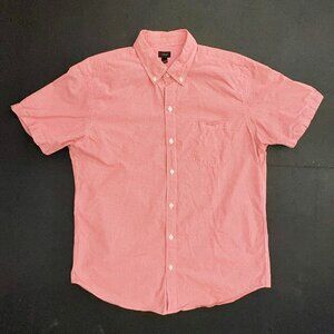J.Crew Red Gingham Short-Sleeve Button-Down Shirt | 100% Cotton | L